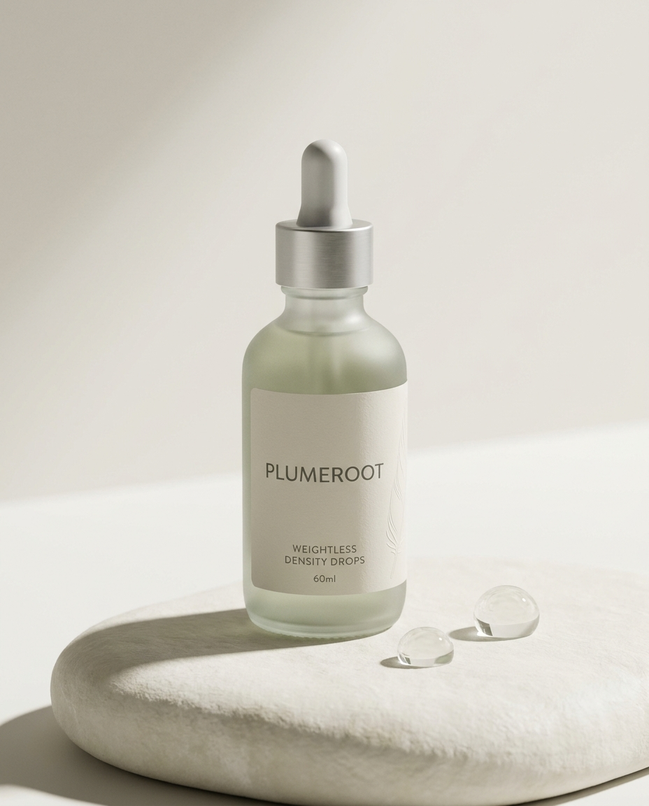 PLUMEROOT Weightless Density Drops frosted glass dropper bottle